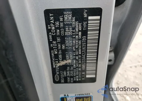 2018 Hyundai Tucson Sel z USA, uszkodzony, nr VIN KM8J33A42JU639789